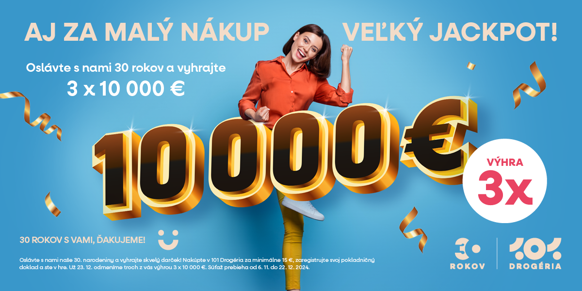 Oslávte s 101drogerie 30 rokov a vyhrajte 10 000 €