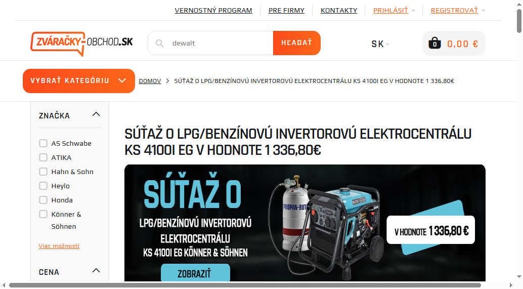 Súťaž o LPG/benzínovú invertorovú elektrocentrálu KS 41