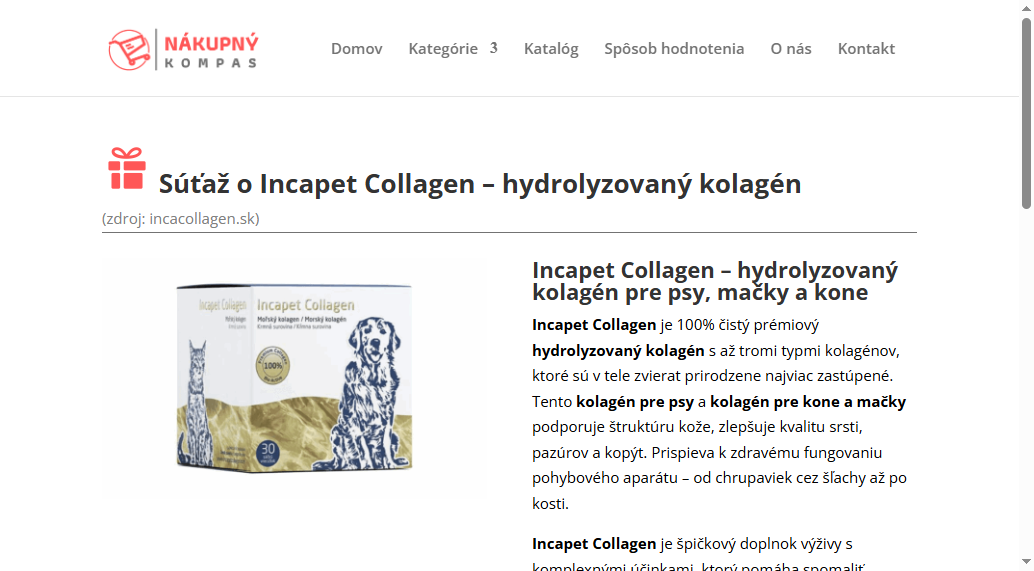 Súťaž o Incapet Collagen &#8211; hydrolyzovaný kolagén