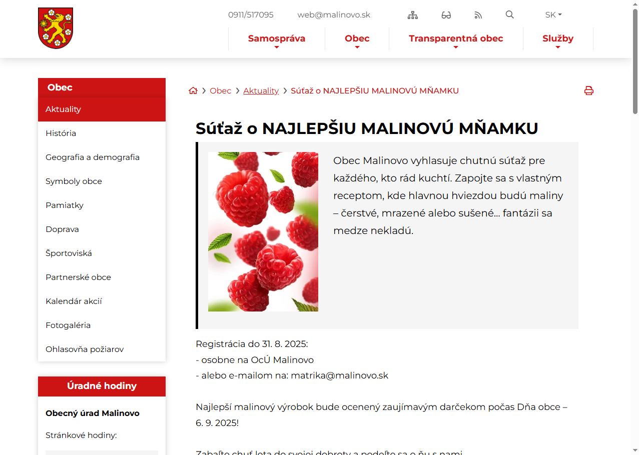 Súťaž o NAJLEPŠIU MALINOVÚ MŇAMKU
