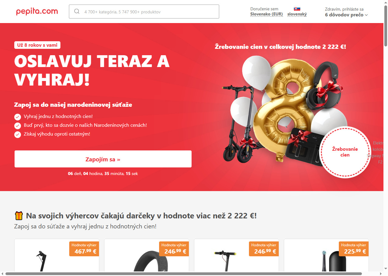 Online súťaž: Osláv s nami narodeniny na pepita.com