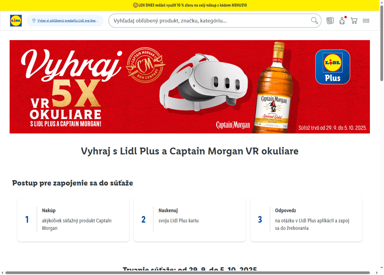 Vyhraj s Lidl Plus a Captain Morgan VR okuliare