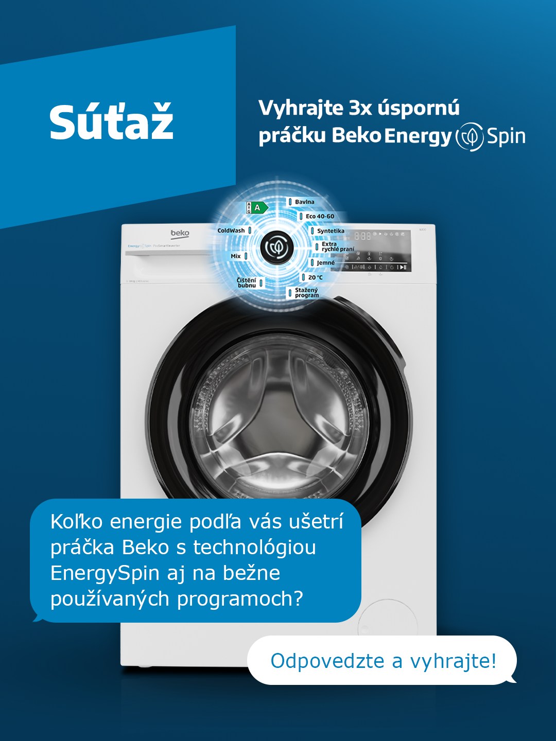 SÚŤAŽ o 3x PRÁČKU BEKO s technológiou EnergySpin
