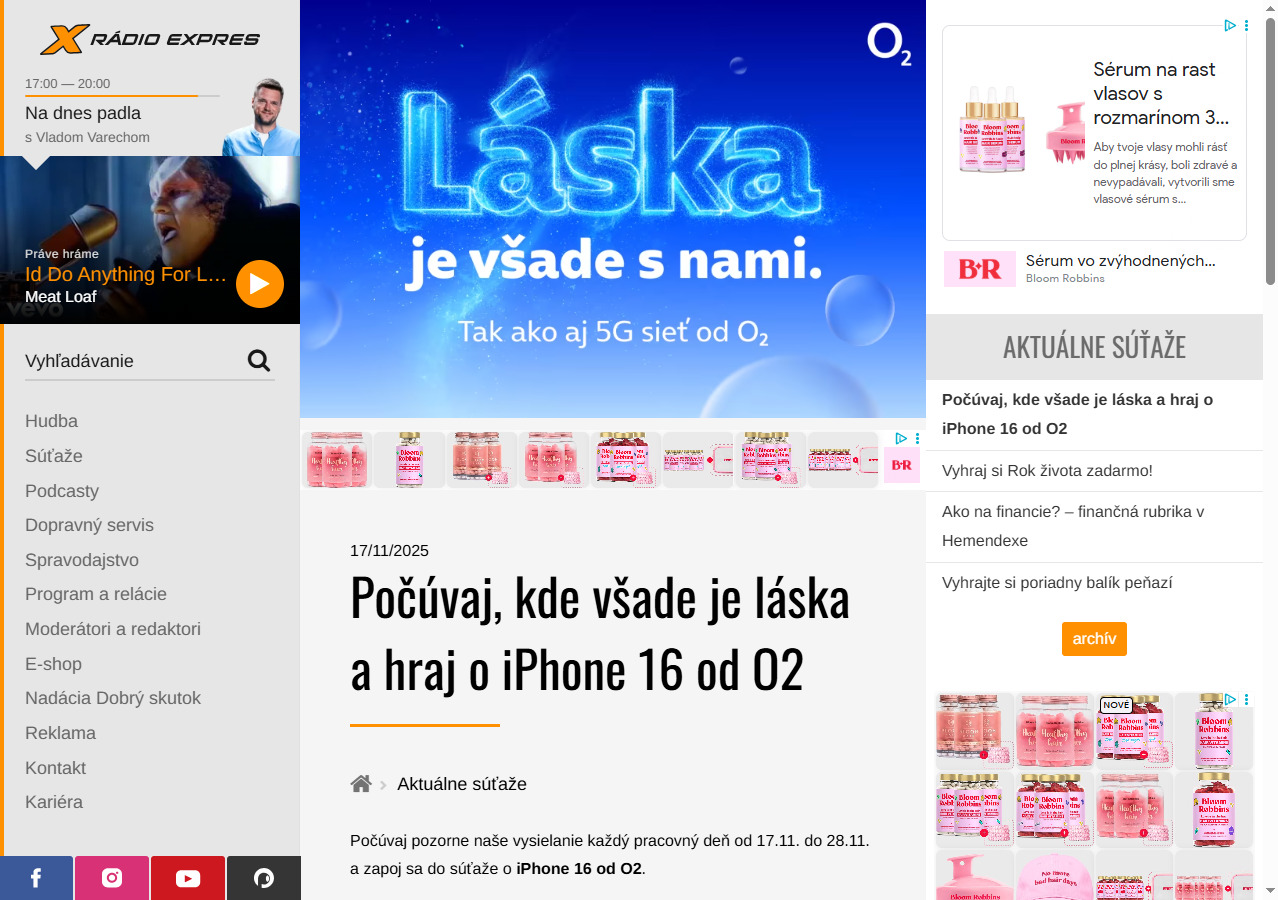 Počúvaj, kde všade je láska a hraj o iPhone 16 od O2