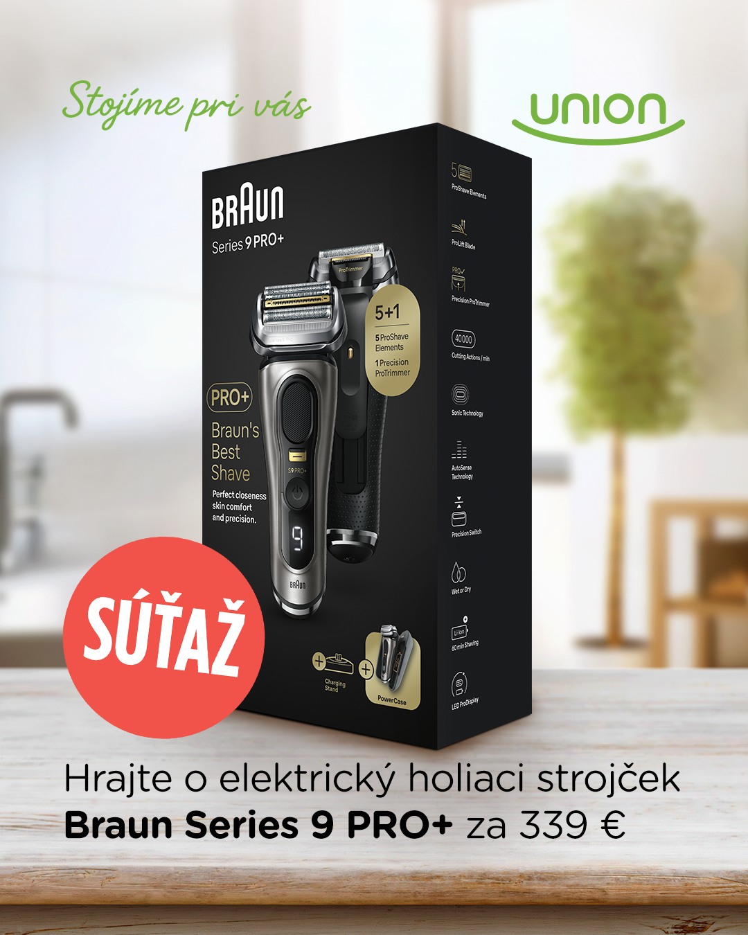 Súťaž o elektrický holiaci strojček Braun Series 9 PRO+