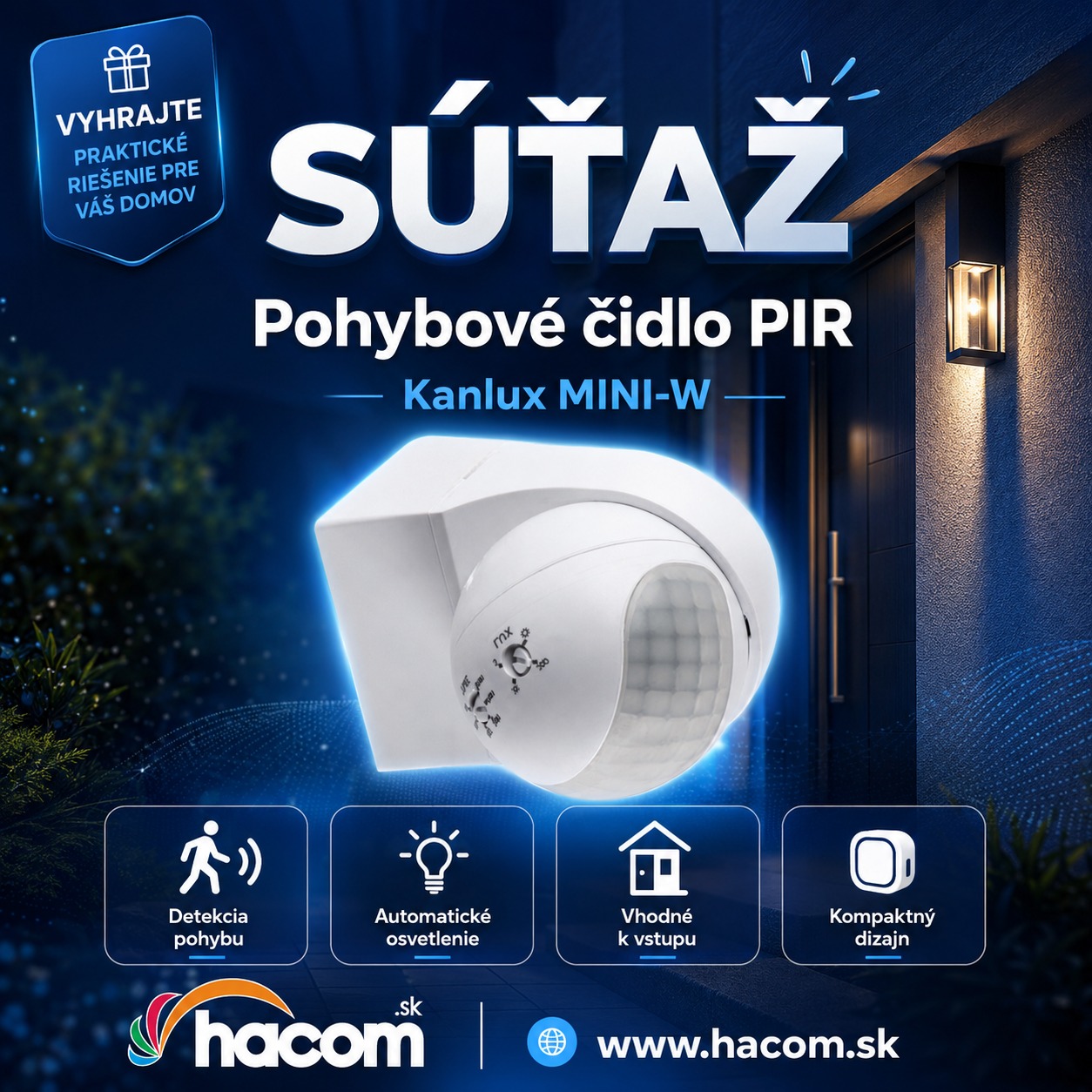 Súťaž o pohybové čidlo PIR Kanlux MINI-W
