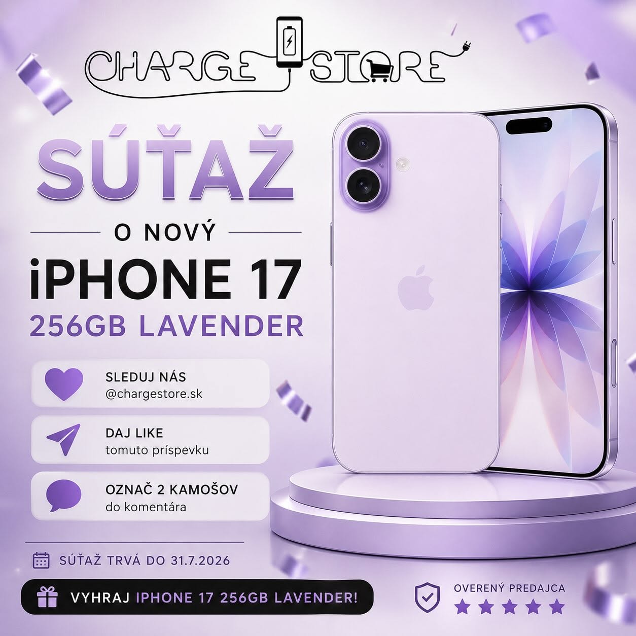 Súťaž o nový iPhone 17 256GB vo farbe Lavender